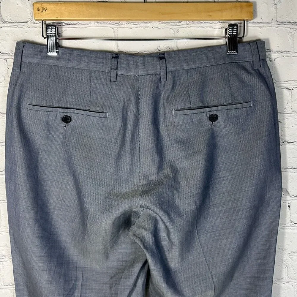 Hugo Boss Mens Gray Slim Melancey Wool Blend Dress Pants‎ size 34R FLAWS